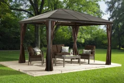 Sojag Hard-Top Gazebos-Sumatra 10 x 12 x 9 ft Dark Brown Gazebo