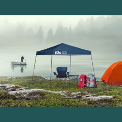 QuikShade Canopy Tents|Pop-Up Canopies-Solo Steel SOLO64 Slant Leg Pop-Up Canopy, 10 ft. x 10 ft. Midnight Blue