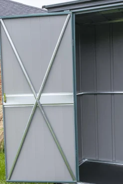 Arrow Garden Sheds|Metal Sheds-Spacemaker Patio Shed, 4x3, Juniper Berry