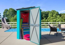 Arrow Garden Sheds|Metal Sheds-Spacemaker Patio Steel Storage Shed, 4 ft. x 3 ft. Teal and Anthracite