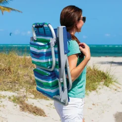Rio Beach Backpack Beach Chairs-Tommy Bahama Green Stripe Chair
