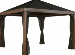 Sojag Hard-Top Gazebos-Valencia Gazebo Wood Finish 12 x 12 ft.