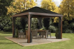 Sojag Hard-Top Gazebos-Valencia Gazebo Wood Finish 12 x 12 ft.