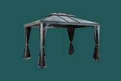 Sojag Hard-Top Gazebos-Ventura II Hardtop Gazebo, 10 ft. x 10 ft. Dark Grey