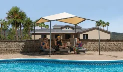 ShelterLogic Soft-Top Gazebos-10x10 Pacifica Gazebo Canopy Charcoal Frame and Marzipan Tan Cover